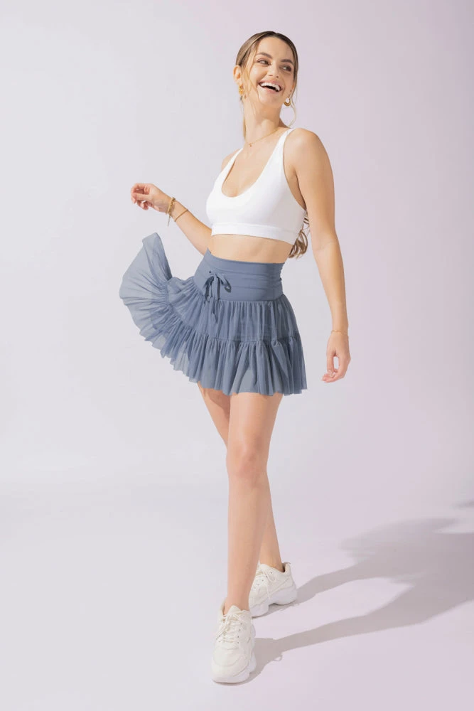 Pirouette Tiered Skort - Blue Mist Pirouette Tiered Skort - Blue Mist -Popflex Store 22 OPF4694 Edit