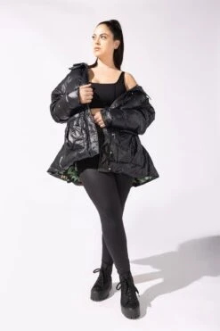 Pearl Peplum Puffer Jacket - Black -Popflex Store 53 OPF0331