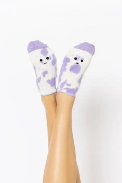 Meh Face Low Rise Socks - Purple Tie Dye