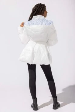 Pearl Peplum Puffer Jacket - White -Popflex Store 7 OPF0069