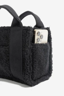Baby Sherpa Sloane Tote - Black -Popflex Store BF PF Baby Sloane Sherpa Tote LeftPocket Phone 5ee02c63 e2e8 4a36 883e 429a9e6e7724