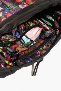 Athena Backpack - Black -Popflex Store BF PF Black Backpack Zipper Keychain Detail