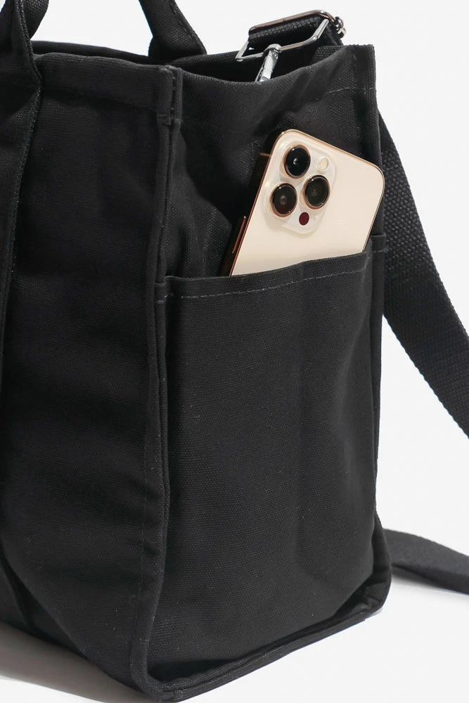 Sloane Tote - Black Sloane Tote - Black -Popflex Store BF PF Black Totebag Phone Pocket Side 967ed3f0 0308 42fb b11e 068b70308e24
