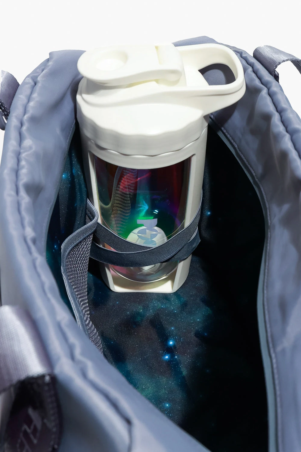 Delilah Duffle - Blue Mist Delilah Duffle - Blue Mist -Popflex Store BF PF BlueMist Duffle Bag X Pocket Bottle Detail