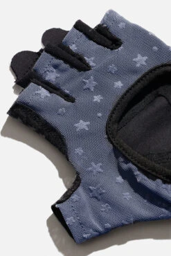 Luxe Mesh Training Gloves - Navy Stars -Popflex Store BF PF Gray Star Mesh Gloves Pattern Detail Edit