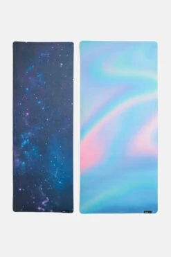 Super Wide 32” Vegan Suede Yoga Mat - Holographic -Popflex Store BF PF Holographic YogaMat ExtraWide Comparison Flat