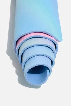 Super Wide 32” Vegan Suede Yoga Mat - Holographic -Popflex Store BF PF Holographic YogaMat Rolled Detail