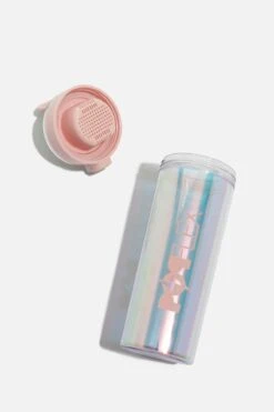 Iridescent Shaker Bottle - Pink -Popflex Store BF PF Iridescent Protein Bottle Pink Lid Bottle Back