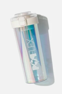 Iridescent Shaker Bottle - Cream -Popflex Store BF PF Iridescent Protein Bottle White Flat