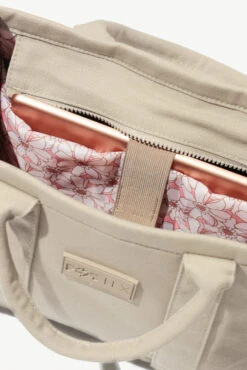 Small Sloane Tote - Taupe -Popflex Store BF PF Khaki ToteBag Small IPad Pocket Detail