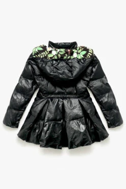 Pearl Peplum Puffer Jacket - Black -Popflex Store BF PF Pearl Puffer Coat Black Back Edit