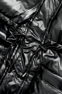 Pearl Peplum Puffer Jacket - Black -Popflex Store BF PF Pearl Puffer Coat Black Detail Edit