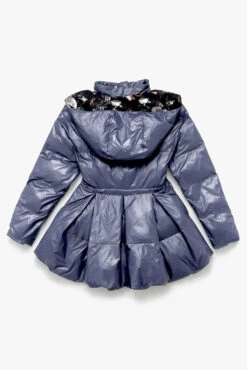 Pearl Peplum Puffer Jacket - Navy -Popflex Store BF PF Pearl Puffer Coat Navy Back Edit