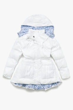Pearl Peplum Puffer Jacket - White -Popflex Store BF PF Pearl Puffer Coat White Front Edit