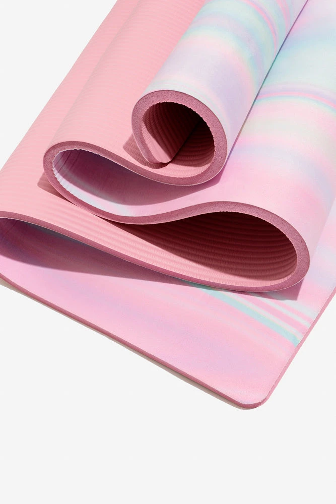 CloudCushion Vegan Suede Yoga Mat - Prismatic 0.5” Thick CloudCushion Vegan Suede Yoga Mat - Prismatic 0.5” Thick -Popflex Store BF PF Pink Prisma Thick YogaMat Layered Rolled