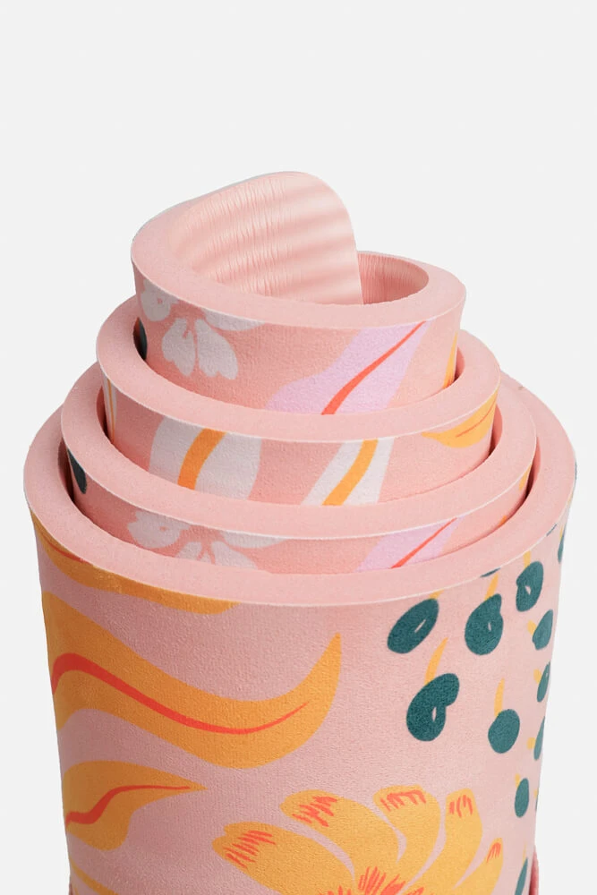 CloudCushion Vegan Suede Yoga Mat - Mandarin Hypnosis 0.5” Thick CloudCushion Vegan Suede Yoga Mat - Mandarin Hypnosis 0.5” Thick -Popflex Store BF PF Thick Yoga Mat Pink Floral Detail 1