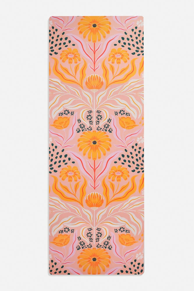 CloudCushion Vegan Suede Yoga Mat - Mandarin Hypnosis 0.5” Thick CloudCushion Vegan Suede Yoga Mat - Mandarin Hypnosis 0.5” Thick -Popflex Store BF PF Thick Yoga Mat Pink Floral Flat Edit 2
