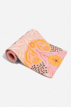 CloudCushion Vegan Suede Yoga Mat - Mandarin Hypnosis 0.5” Thick 5 CloudCushion Vegan Suede Yoga Mat - Mandarin Hypnosis 0.5” Thick -Popflex Store BF PF Thick Yoga Mat Pink Floral Half Rolled Edit 1