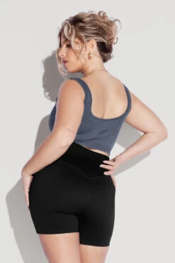 Be My Sweetheart Seamless Crop Top - Vintage Indigo 4 Be My Sweetheart Seamless Crop Top - Vintage Indigo -Popflex Store BeMySweetheartCropTop vintageindigo SSShorts Black 0953 Edit