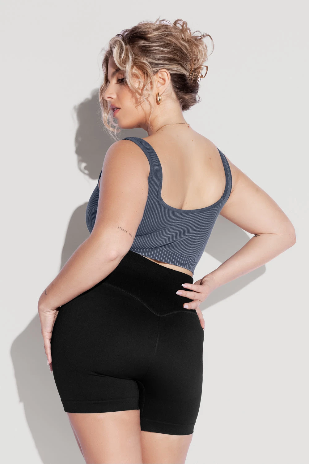 Be My Sweetheart Seamless Crop Top - Vintage Indigo Be My Sweetheart Seamless Crop Top - Vintage Indigo -Popflex Store BeMySweetheartCropTop vintageindigo SSShorts Black 0953 Edit