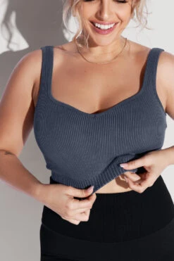 Be My Sweetheart Seamless Crop Top - Vintage Indigo 3 Be My Sweetheart Seamless Crop Top - Vintage Indigo -Popflex Store BeMySweetheartCropTop vintageindigo SSShorts Black 0986 Edit