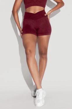 Crisscross Hourglass® Seamless Midi Shorts - Garnet -Popflex Store BeMySweetheartCropTop CCHGShorts Garnet 2575 Edit