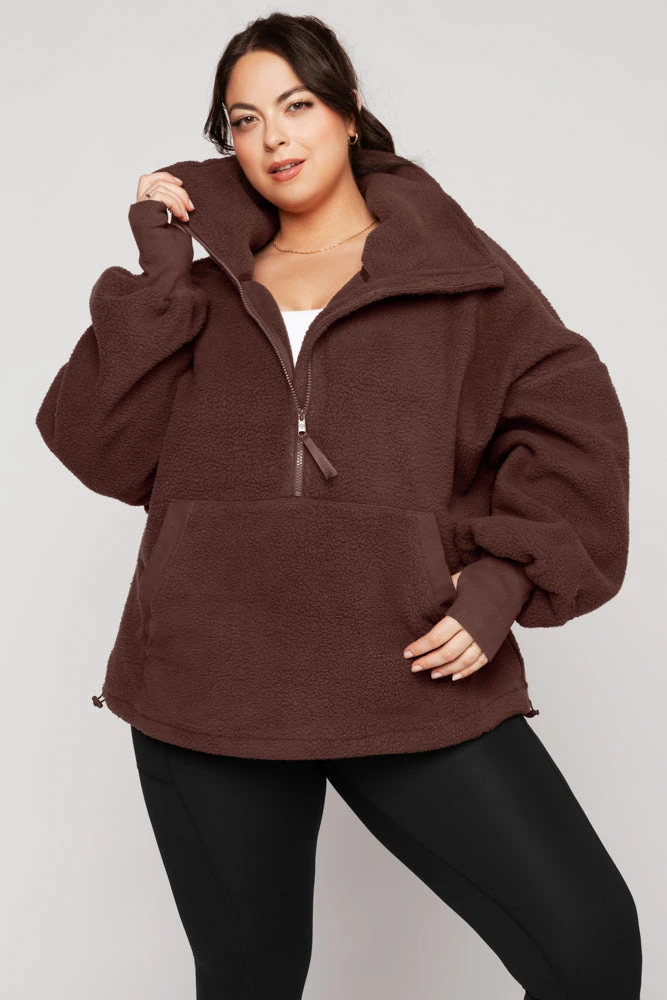 Big Hug Fleece Half Zip Sweater - Chocolate Big Hug Fleece Half Zip Sweater - Chocolate -Popflex Store BigHugFleeceHalfZipSweater Chocolate E1020 02653 Edit