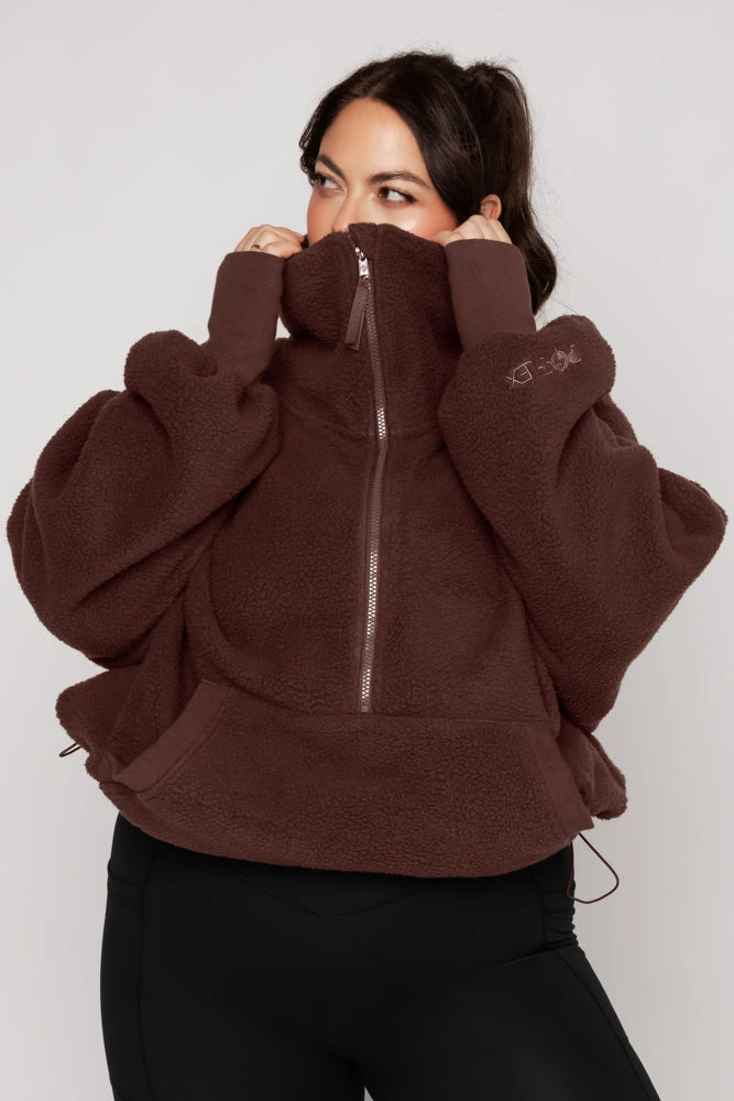 Big Hug Fleece Half Zip Sweater - Chocolate Big Hug Fleece Half Zip Sweater - Chocolate -Popflex Store BigHugFleeceHalfZipSweater Chocolate E1020 02704 Edit