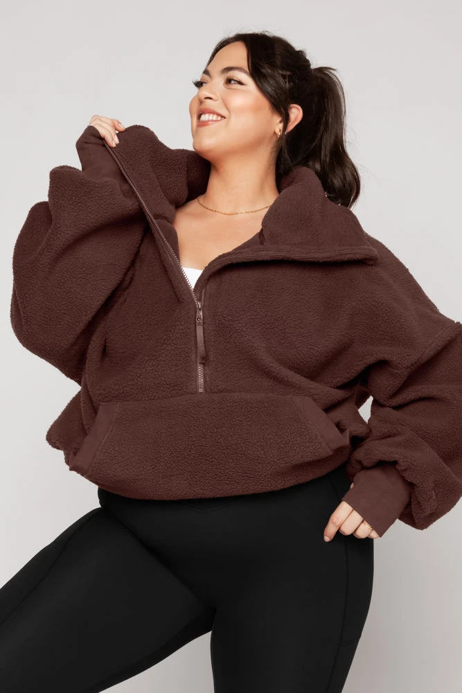 Big Hug Fleece Half Zip Sweater - Chocolate Big Hug Fleece Half Zip Sweater - Chocolate -Popflex Store BigHugFleeceHalfZipSweater Chocolate E1020 02721 Edit