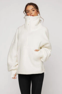Big Hug Fleece Half Zip Sweater - Ice Cream -Popflex Store BigHugFleeceHalfZipSweater IceCream E1020 00622 Edit