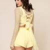 Bow Back Long Sleeve Mesh Top - Buttercream