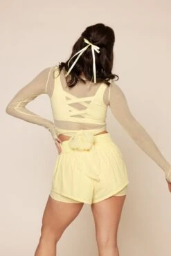 Bow Back Long Sleeve Mesh Top - Buttercream -Popflex Store BowBackLongSleeveMeshTop B1029 FrenchButtercream 00341 Edit