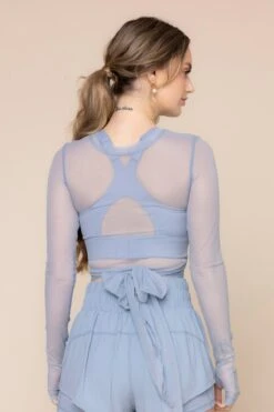 Bow Back Long Sleeve Mesh Top - Blue Storm -Popflex Store BowBackLongSleeveMeshTop BlueStorm B1029 02450