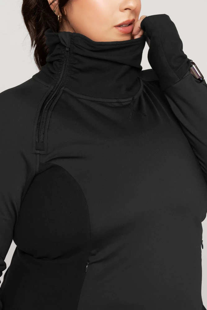 Chasing Pavements Mockneck Pullover - Black Chasing Pavements Mockneck Pullover - Black -Popflex Store ChasingPavementsLongSleeveRunningTop Black B1003 03581 Edit