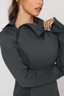 Chasing Pavements Mockneck Pullover - Raincloud 9 Chasing Pavements Mockneck Pullover - Raincloud -Popflex Store ChasingPavementsLongSleeveRunningTop CityGrey B1003 03296 Edit