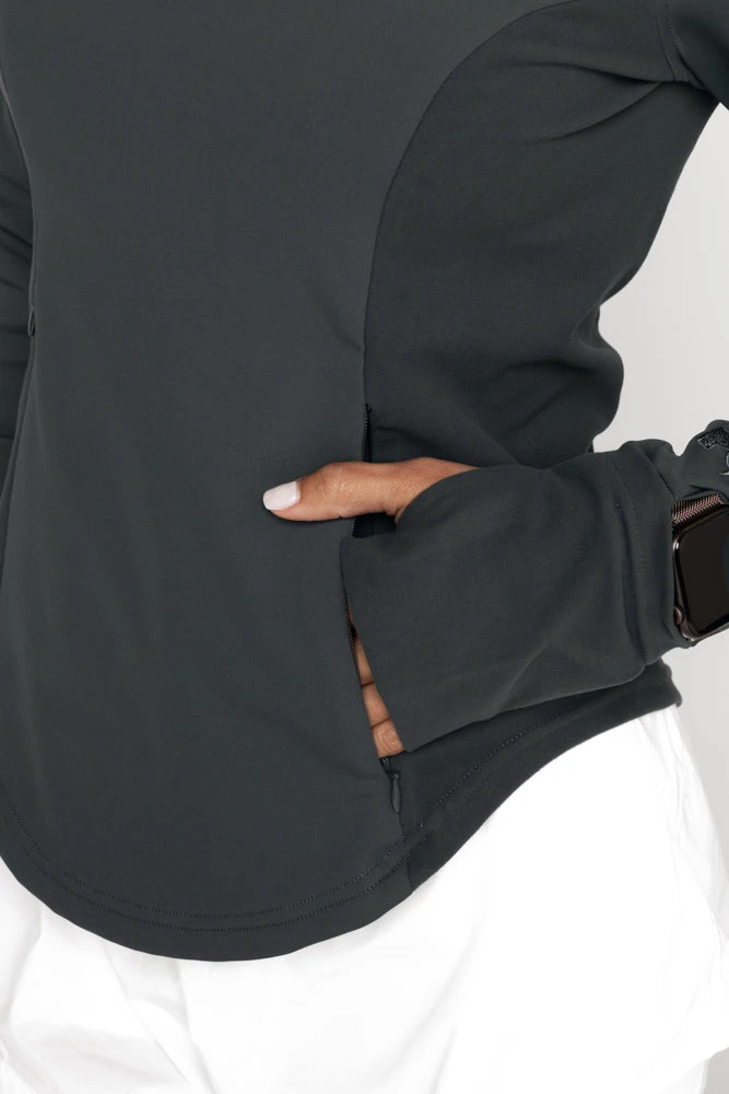 Chasing Pavements Mockneck Pullover - Raincloud Chasing Pavements Mockneck Pullover - Raincloud -Popflex Store ChasingPavementsLongSleeveRunningTop CityGrey B1003 03299 Edit