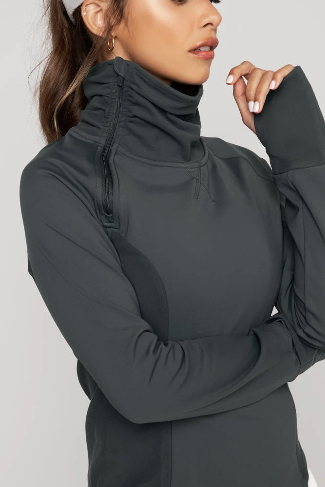 Chasing Pavements Mockneck Pullover - Raincloud Chasing Pavements Mockneck Pullover - Raincloud -Popflex Store ChasingPavementsLongSleeveRunningTop CityGrey B1003 03333 Edit