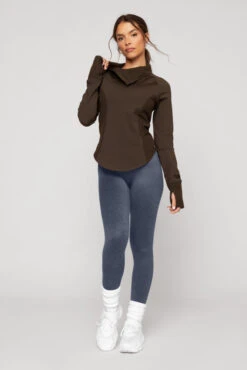 Chasing Pavements Mockneck Pullover - Dark Brown 8 Chasing Pavements Mockneck Pullover - Dark Brown -Popflex Store ChasingPavementsLongSleeveRunningTop Raincloud B1003 01830 Edit