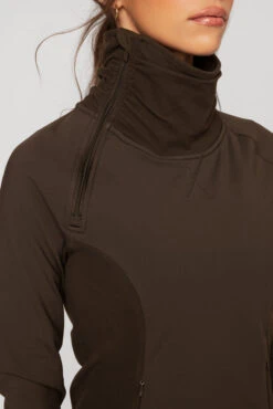 Chasing Pavements Mockneck Pullover - Dark Brown 3 Chasing Pavements Mockneck Pullover - Dark Brown -Popflex Store ChasingPavementsLongSleeveRunningTop Raincloud B1003 01904 Edit