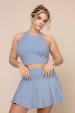 Cleo Corset Crop Bralette - Blue Storm -Popflex Store CleoCropBralette A1003 SupersculptTwirlSkort BlueStorm H1005 03217