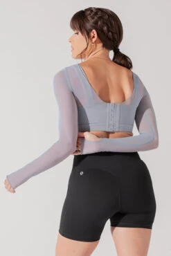 Coquette Long Sleeve Mesh Bra - Blue Stone -Popflex Store CoquetteLongSleeveMeshBra BlueStone 1032 0050 Edit