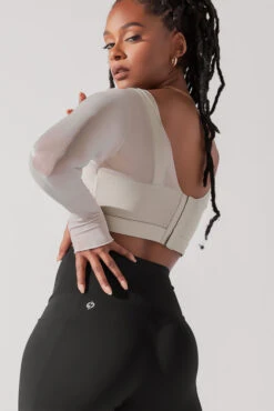 Coquette Long Sleeve Mesh Bra - Grey Pearl -Popflex Store CoquetteLongSleeveMeshBra GreyPearl 1032 0032 Edit