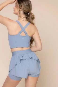 On The Run Ruffle Short - Blue Storm