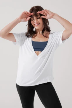 Daring Deep V Tee - White -Popflex Store DaringDeepVTee White B1025 0218 Edit