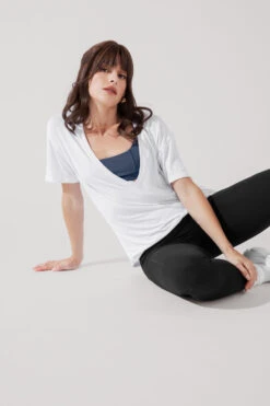 Daring Deep V Tee - White -Popflex Store DaringDeepVTee White B1025 0239 Edit
