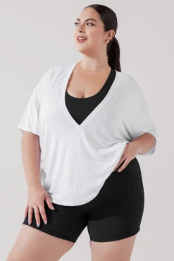 Daring Deep V Tee - White -Popflex Store DaringDeepVTee White B1025 1876 Edit