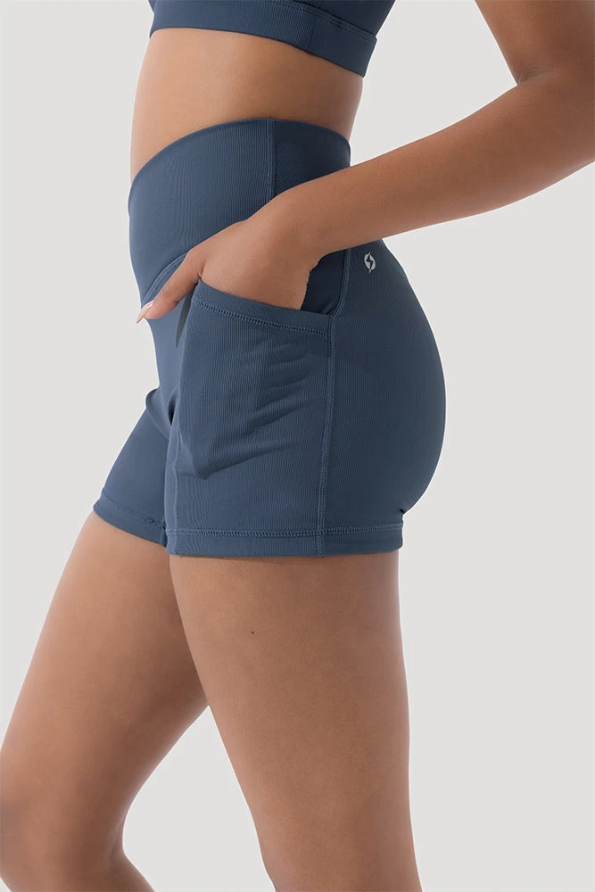 Crisscross Hourglass® Midi Shorts with Pockets (Ribbed) - Dark Navy Crisscross Hourglass® Midi Shorts With Pockets (Ribbed) - Dark Navy -Popflex Store Deep Darling Bra 1028 CCHG Midi Shorts Ribbed Navy 4015 1155