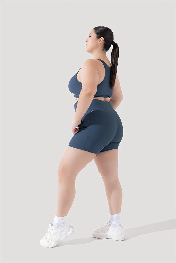 Crisscross Hourglass® Midi Shorts with Pockets (Ribbed) - Dark Navy Crisscross Hourglass® Midi Shorts With Pockets (Ribbed) - Dark Navy -Popflex Store Deep Darling Bra 1028 CCHG Midi Shorts Ribbed Navy 4015 1187