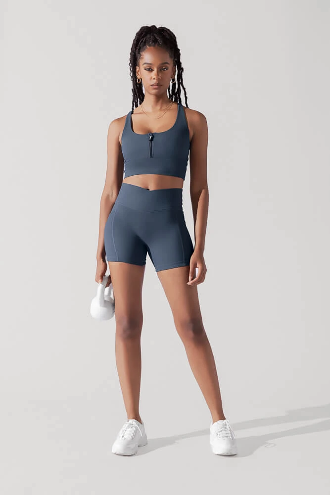 Crisscross Hourglass® Midi Shorts with Pockets (Ribbed) - Navy Crisscross Hourglass® Midi Shorts With Pockets (Ribbed) - Navy -Popflex Store ENERGYRIBBEDCROPBRAWHALFZIPNAVY1012 0002 Edit 1