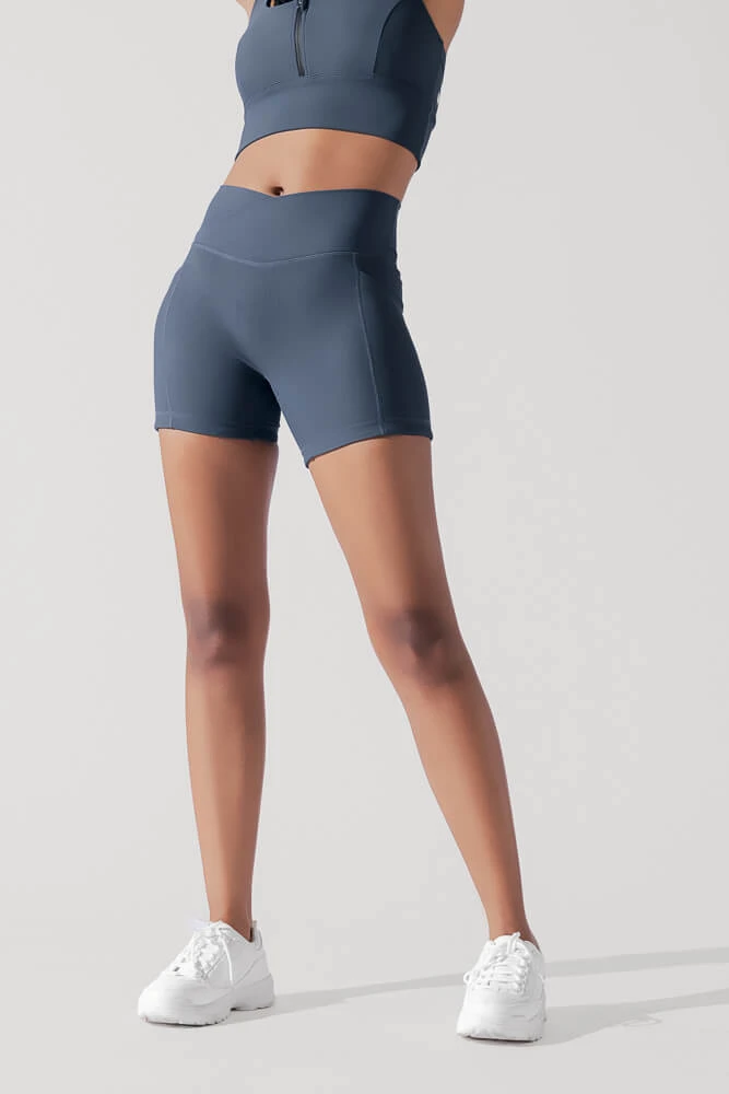 Crisscross Hourglass® Midi Shorts with Pockets (Ribbed) - Navy Crisscross Hourglass® Midi Shorts With Pockets (Ribbed) - Navy -Popflex Store ENERGYRIBBEDCROPBRAWHALFZIPNAVY1012 0052 Edit 1